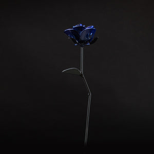 Blue and Black Immortal Rose, Recycled Metal Rose, Steel Rose Sculpture, Welded Rose Art, Steampunk Rose, Unique Gift for Valentine's Day.