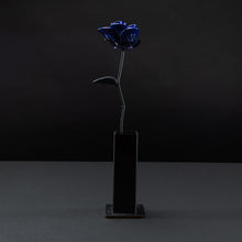 Blue and Black Immortal Rose, Recycled Metal Rose, Steel Rose Sculpture, Welded Rose Art, Steampunk Rose, Unique Gift for Valentine's Day.