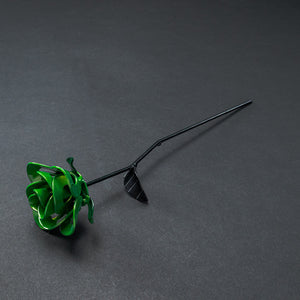 Bright Green and Black Immortal Rose, Recycled Metal Rose, Steel Rose Sculpture, Welded Rose Art, Steampunk Rose, Unique Gift.