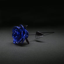 Blue and Black Immortal Rose, Recycled Metal Rose, Steel Rose Sculpture, Welded Rose Art, Steampunk Rose, Unique Gift for Valentine's Day.