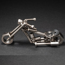 Metal Motorcycle Figurine, Scrap Steel Chopper, Nuts and Bolts Custom Moto Sculpture
