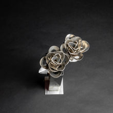 Two Metal Roses and Vase, Metal Roses with Vase, Steampunk Roses Centerpiece, Welded Roses.