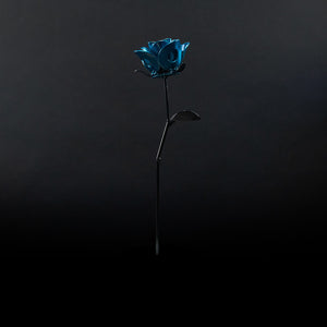 Light Blue and Black Immortal Rose, Recycled Metal Rose, Steel Rose Sculpture, Welded Rose Art, Steampunk Rose, Unique Gift.