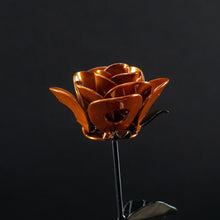 Orange and Black Immortal Rose, Recycled Metal Rose, Steel Rose Sculpture, Welded Rose Art, Steampunk Rose, Unique Gift for Valentine's Day.