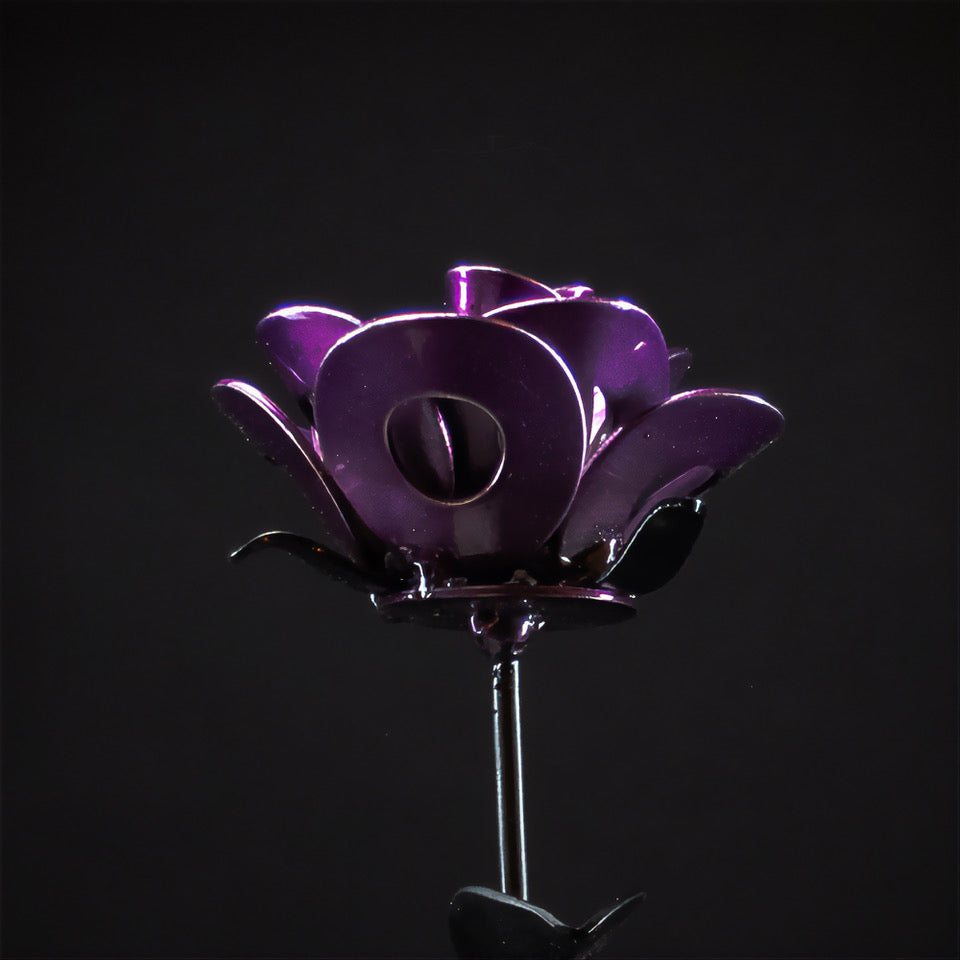 Real Metalic Purple Roses Purple and Black Immortal Rose, Recycled Metal Rose, Steel Rose Sculpt ...