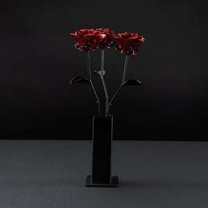 Red and Black Immortal Roses, Recycled Metal Roses, Steel Rose Sculptures, Welded Rose Art, Steampunk Rose, Unique Gift for Valentine's Day.
