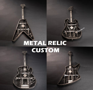 "Custom" Metal Electric Style Guitar Sculpture Heavy Metal Wall Art