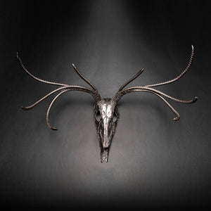 "The End" European Deer Mount Eight Point Buck Skull Sculpture Heavy Metal Wall Art
