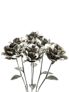 Half Dozen Metal Roses, Six Metal Roses, Welded Metal Rose Sculptures, Immortal Roses.