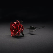 Red and Black Immortal Rose, Recycled Metal Rose, Steel Rose Sculpture, Welded Rose Art, Steampunk Rose, Unique Gift for Valentine&#39;s Day.