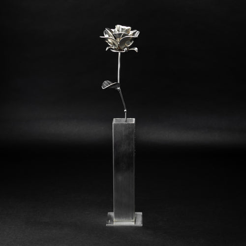 Metal Rose and Vase, Metal Rose and Vase Sculpture, Welded Roses, Immortal Rose and Vase.