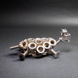 Scrap Metal Turtle Figurine, Steel Tortoise, Nuts and Bolts Turtle Sculpture